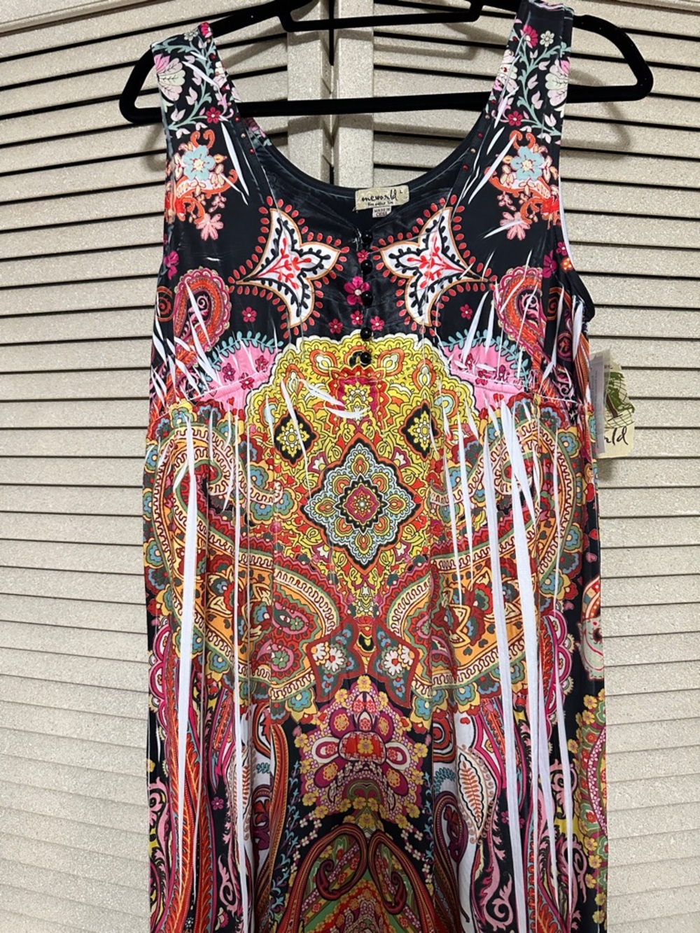 ONE WORLD Multicolor Paisley Maxi Dress with Scoop Neck - Picture 3 of 7